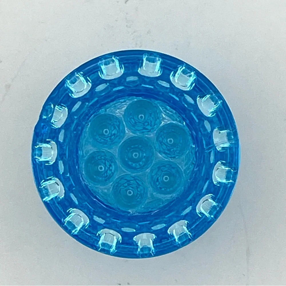 Vintage Aqua Blue Hobnail Toothpick Holder 2.5” Bumpy Pressed Glass Small Chip